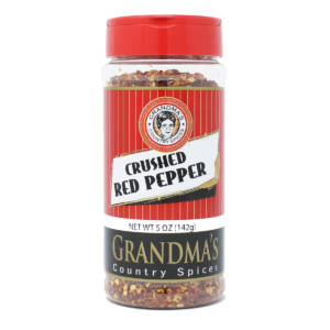 crushed red pepper flakes in spice bottle